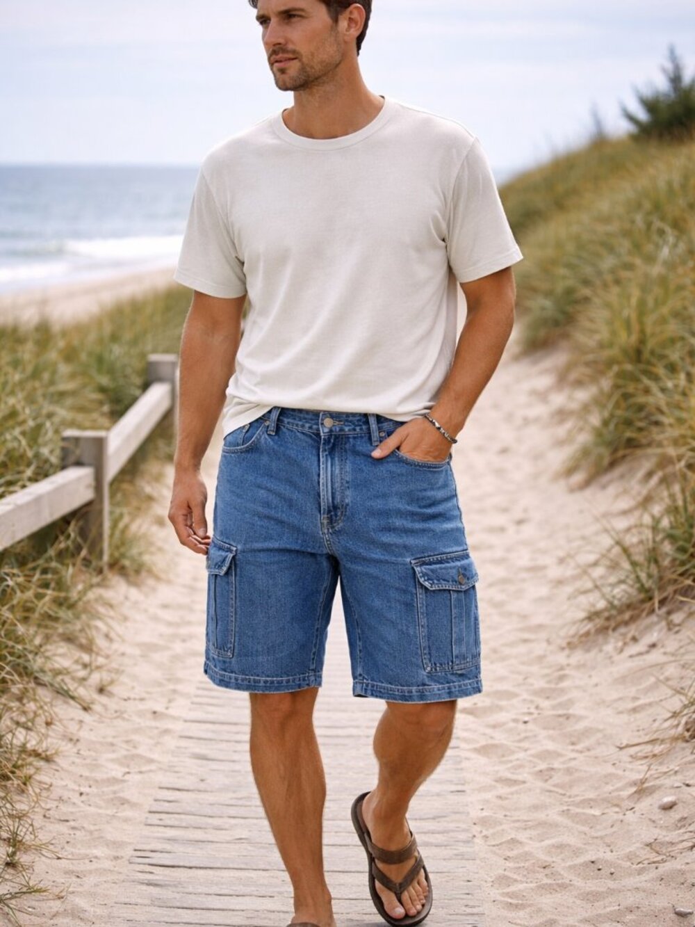 Wrangler Denim Cargo Shorts Size 42 Relaxed Fit Utility Workwear Summer